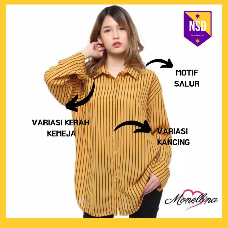 06171 Kemeja Wanita Dewasa Jumbo L XXL XXXL Atasan Cewek Hem Baju Kerja Lengan Panjang Terbaru-2