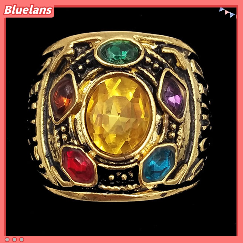 Cincin Desain Tulisan Power Mind Soul Infinity War Thanos Warna-Warni Untuk Pria