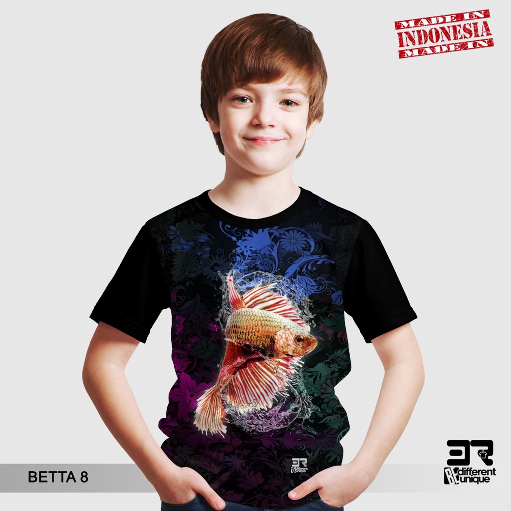 [ COD / BAYAR DI TEMPAT ] KAOS DISTRO PRINTING ANAK ANAK GAMBAR HEWAN IKAN HIAS CUPANG BETTA FISH 8