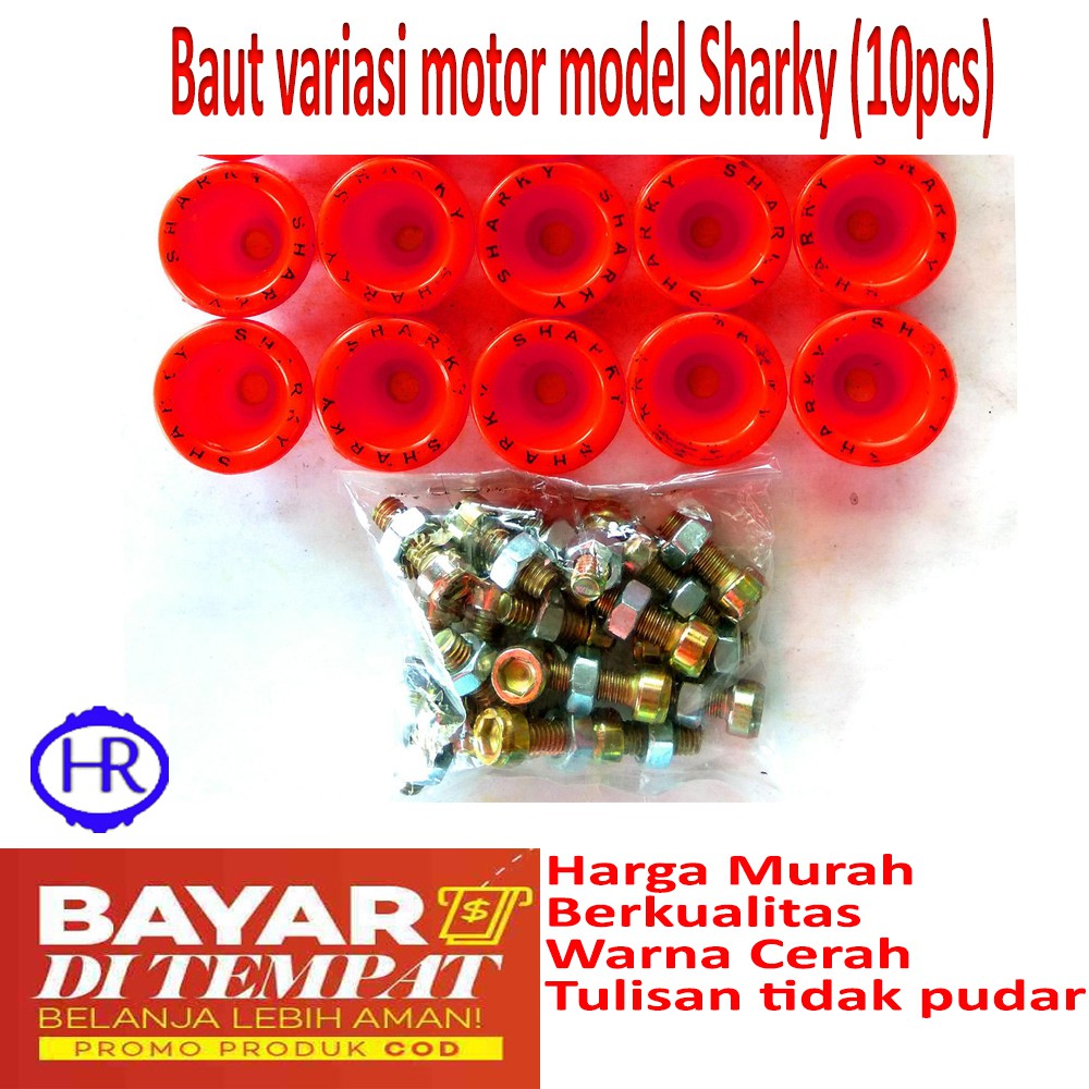 Baut Variasi Motor Model Sharky (10Pcs) Monel + Baut + Mur