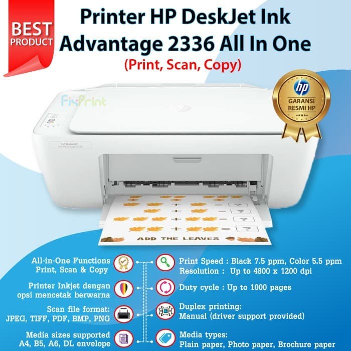 Printer All in One HP Deskjet Ink Advantage 2335/2336/2337 Print/Scan/Copy Pengganti 2135