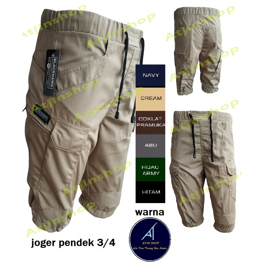 Celana JOGER Tactical Pendek 3/4 PDL Kargo Short Pants [KREM - ABU- HITAM-BIRU]