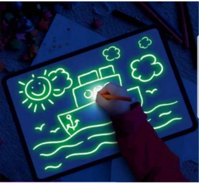 MAINAN PAPAN EDUKASI MAGIC GLOW DRAWING A4 BOARD PAPAN MENGGAMBAR CAHAYA LCD DRAWING PAD BAGUS MURAH