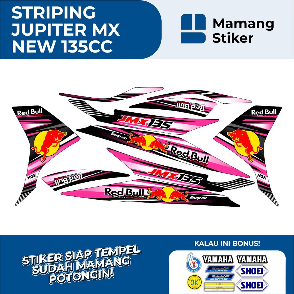 STRIPING LIST BODY YAMAHA JUPITER MX NEW 135 VARIASI 16 REDBULL RACING RC/STICKER JUPITER MX NEW 135