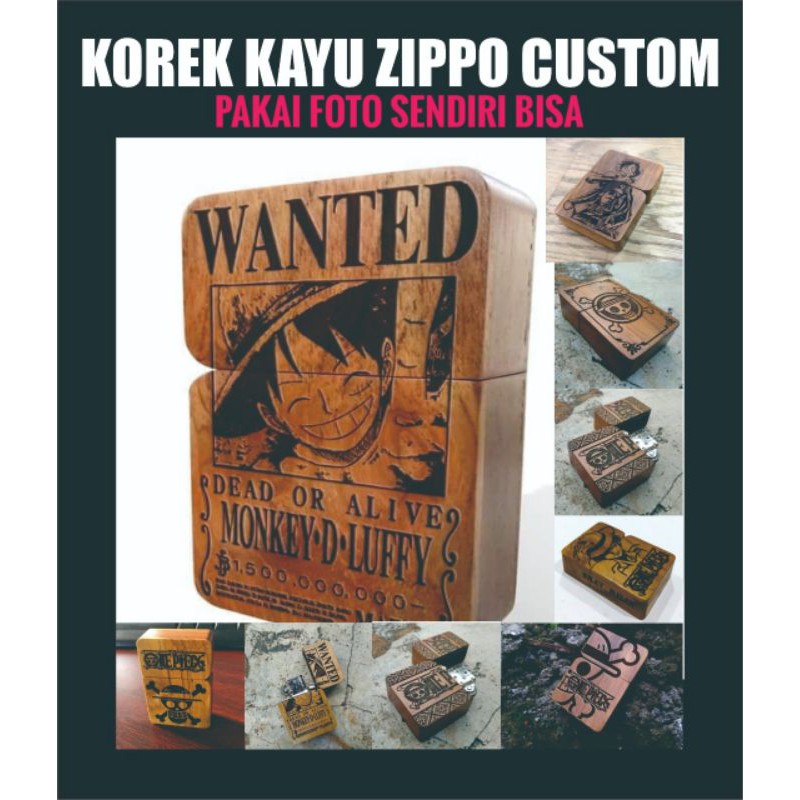 Korek Api Zippo Murah Custom Unik Original Set Gas Gold Kayu Jati