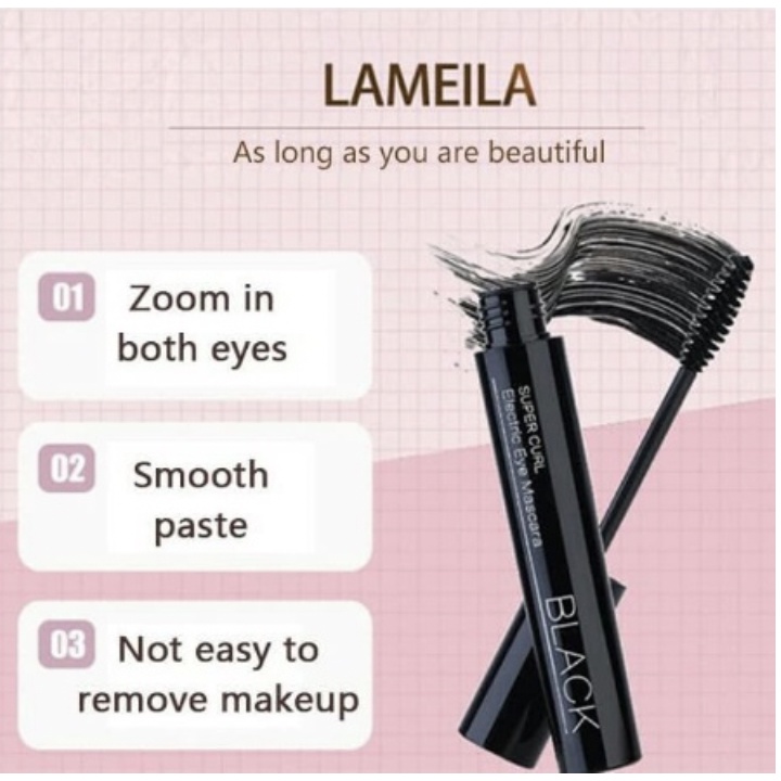 READY STOCK !!! LAMEILA Mascara Electric Eye 3D Keriting Tebal Tiga Warna Maskara