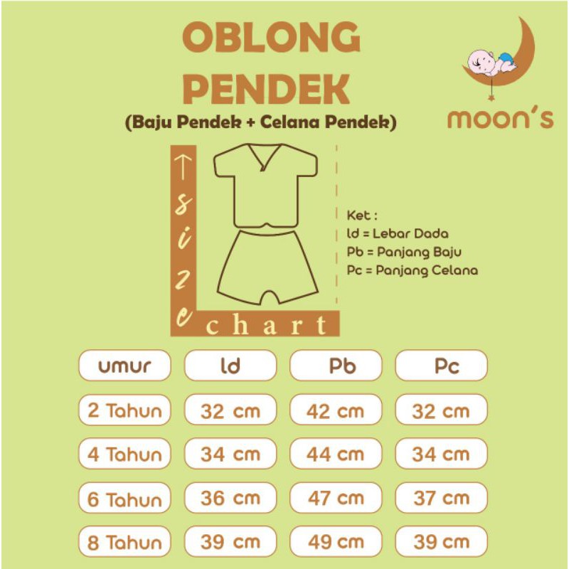 SETELAN OBLONG PENDEK, BAJU OBLONG PENDEK MOONS