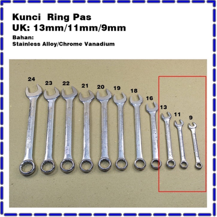 Kunci Ring pas 13mm/11mm/9mm