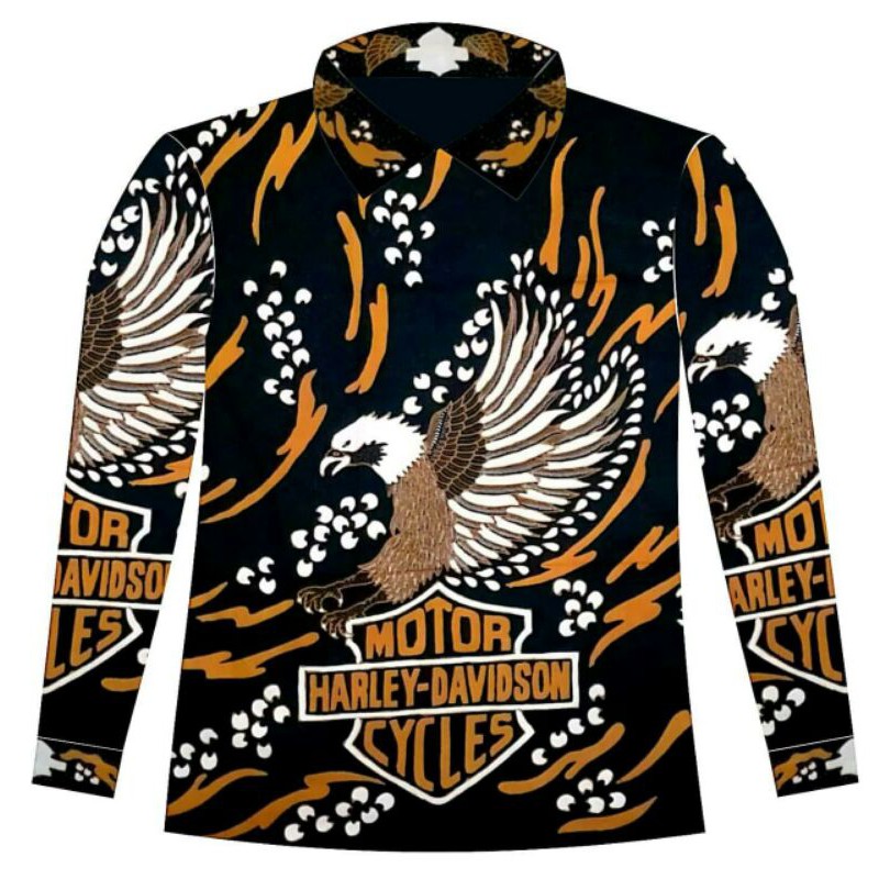 Kemeja Batik Harley Davidson - Batik Modern - Baju Batik Tulis - Atasan Batik - Hem Kondangan Pria
