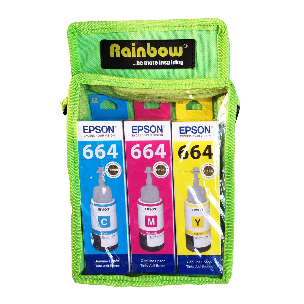 Paket ⑻ Tinta Epson 664 Original ∯ T664 x8 6641/6642/6643/6644 BCMY bonus ★ tas ♔ L0 SS PB Q8
