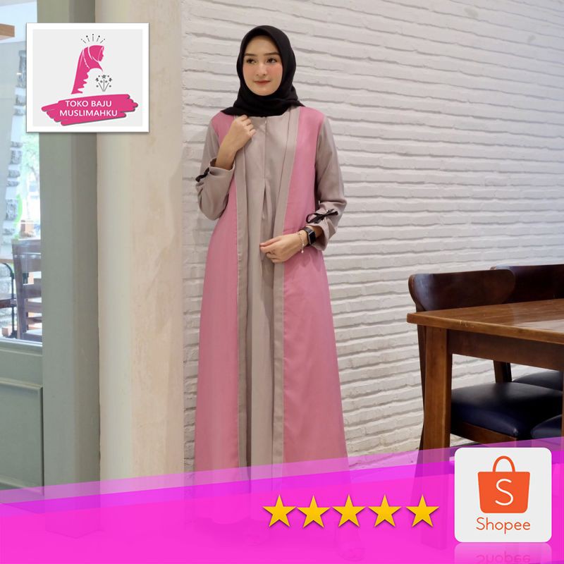 Fashion Gamis mica Abu Dusty / baju murah / fashion / grosir  /hijab Premium • Toko Baju Muslimahku