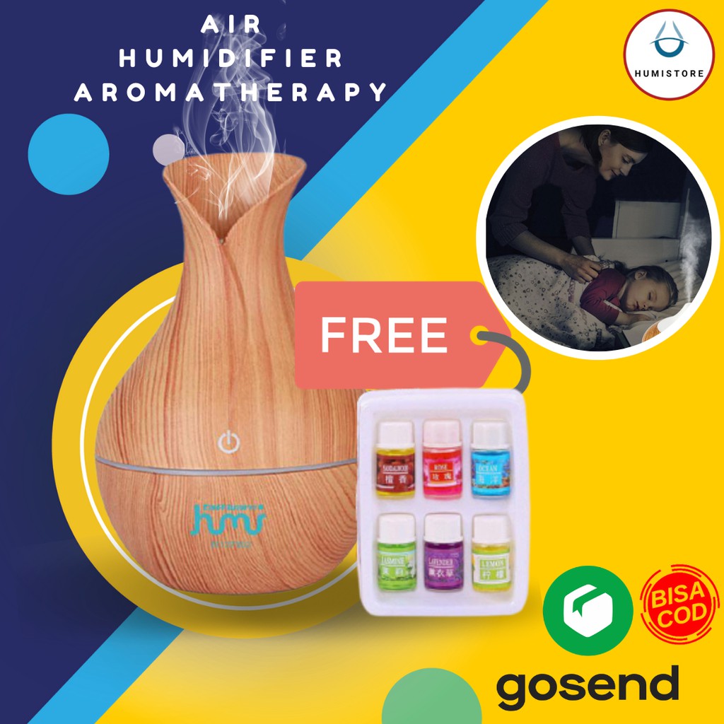 Ultrasonic Humidifier Aroma Essential Oil Diffuser 130ml-Yellow + Oil