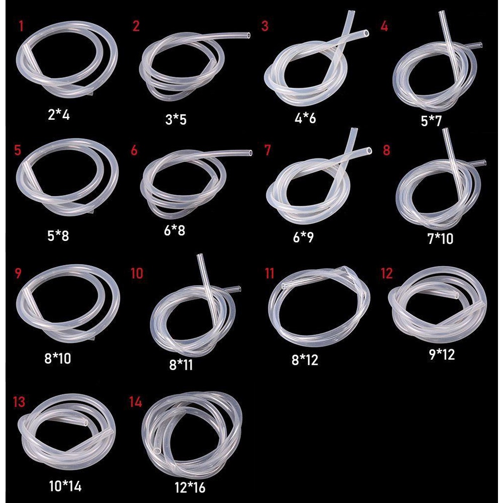 Selang Karet Silikon Nanas 1M Kualitas Tinggi Food Grade Keluar Diameter4~16mm Pipa Susu Bir