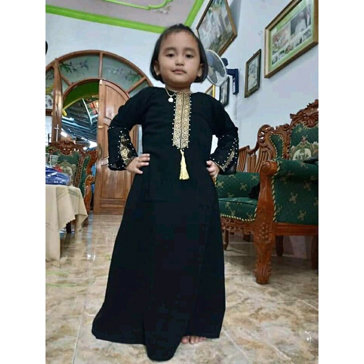 Abaya Haidi Sabyan Anak Dres Muslim Hitam jetblack