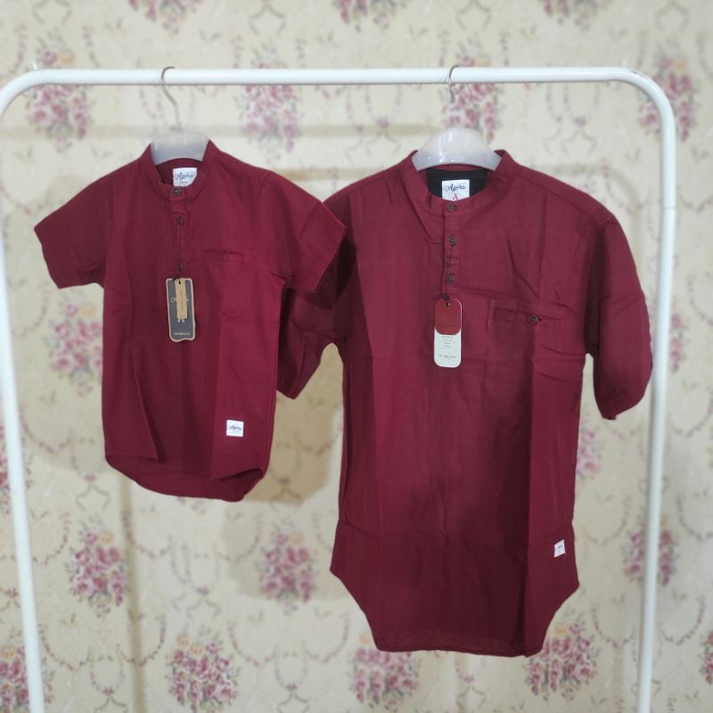 BAJU KURTA KEMEJA KOKO KEMKO PASANGAN COUPLE ANAK AYAH LENGAN PENDEK TERBARU ORIGINAL AGERA