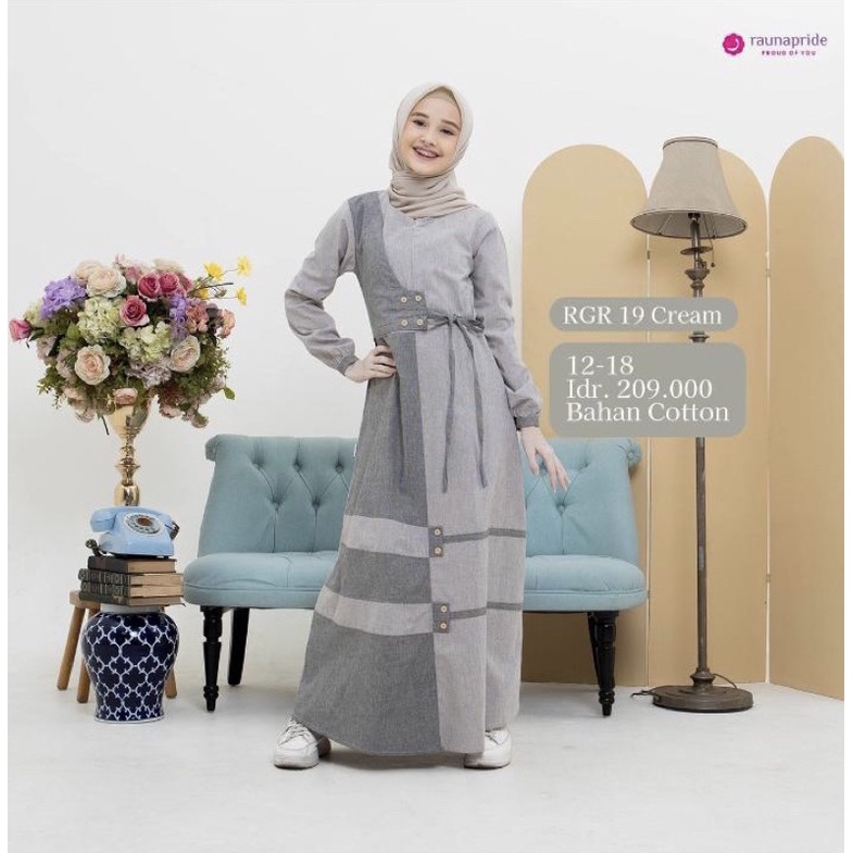 RAUNA GAMIS REMAJA | RGR 19 CREAM |DRESS REMAJA TERBARU