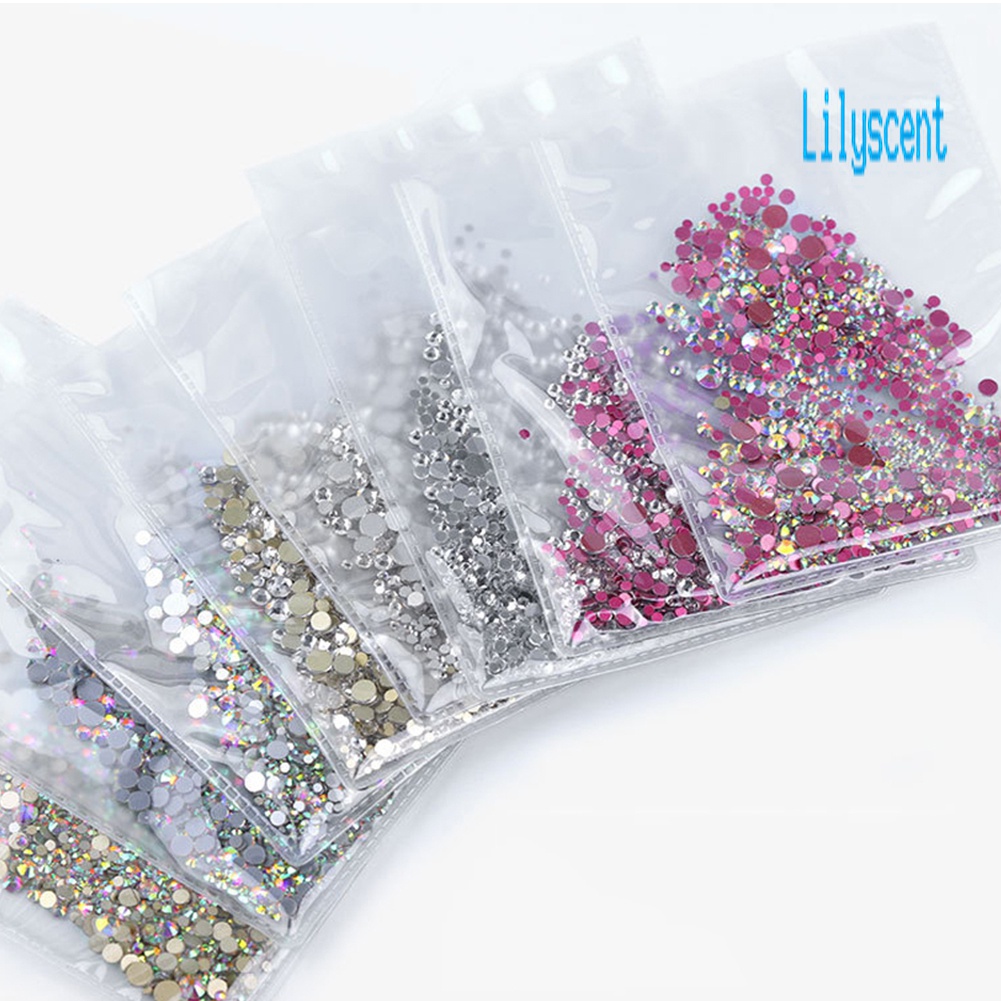 Lily 1440Pcs Manik-Manik Glitter Berlian Imitasi 3D Untuk Dekorasi Nail Art / Manicure DIY