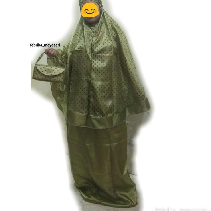 ✯ Mukena / Mukenah / Rukuh Parasit Parasut Polkadot Jumbo Besar Abutai Abutay Travelling ◙