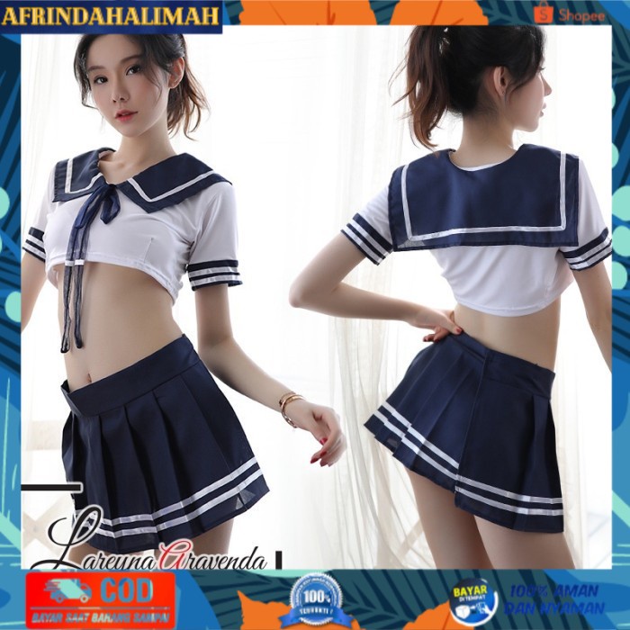 

[TERBARU] Set Lingerie Seksi + Rok + CD Model Costume Japan School LG085B