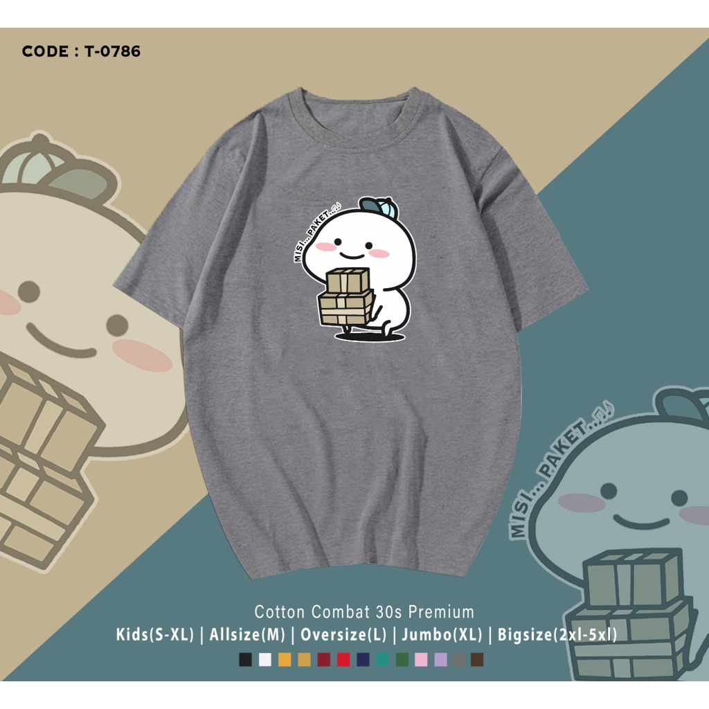T-SHIRT / KAOS UNISEX CEWEK / COWOK / PENTOL / QUBY MISI PAKET / REAL PICTURE