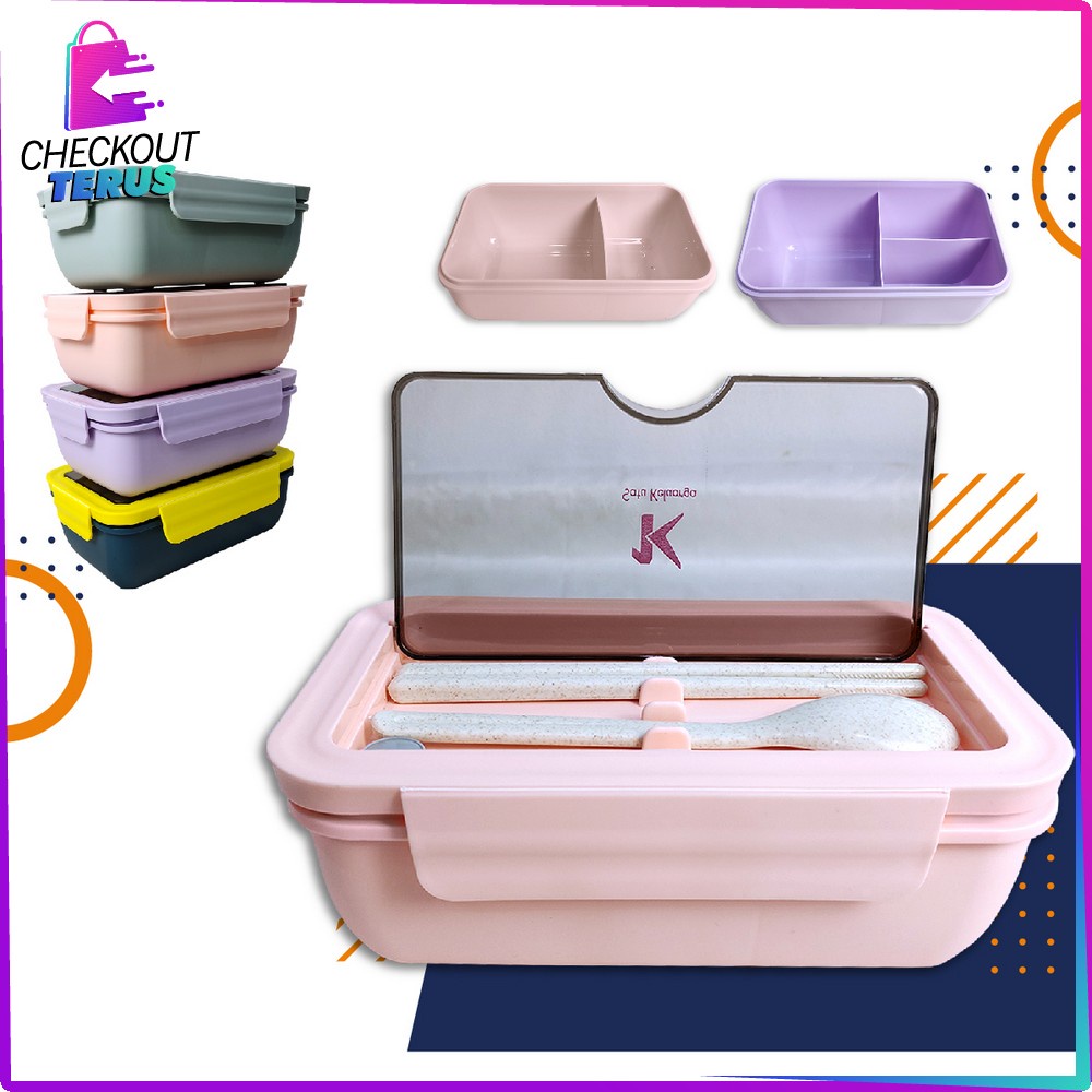 CT C479 Kotak Makan BPA FREE Tempat Makan Lunch Box Set Free Sendok Garpu Kotak Makan Transparant Bento Box