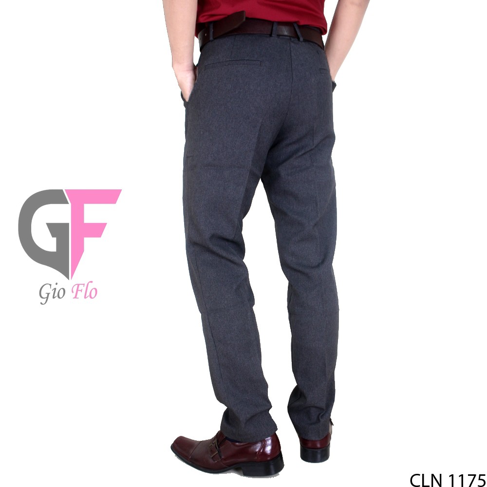 GIOFLO Celana Jas Pria Formal Slim Fit Polos Terbaru Dark Grey / CLN 1175