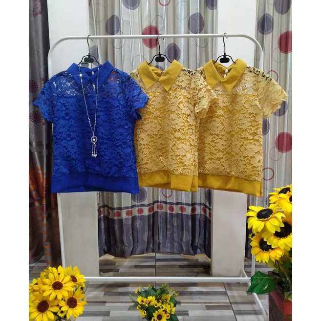 atasan lengan pendek brokat wanita