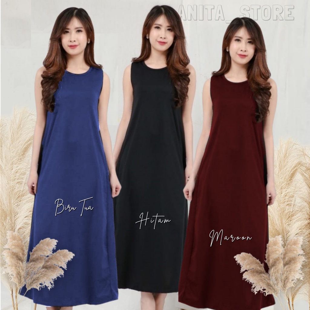 Long dress tanpa lengan polos jumbo termurah / dalaman wanita muslimah2