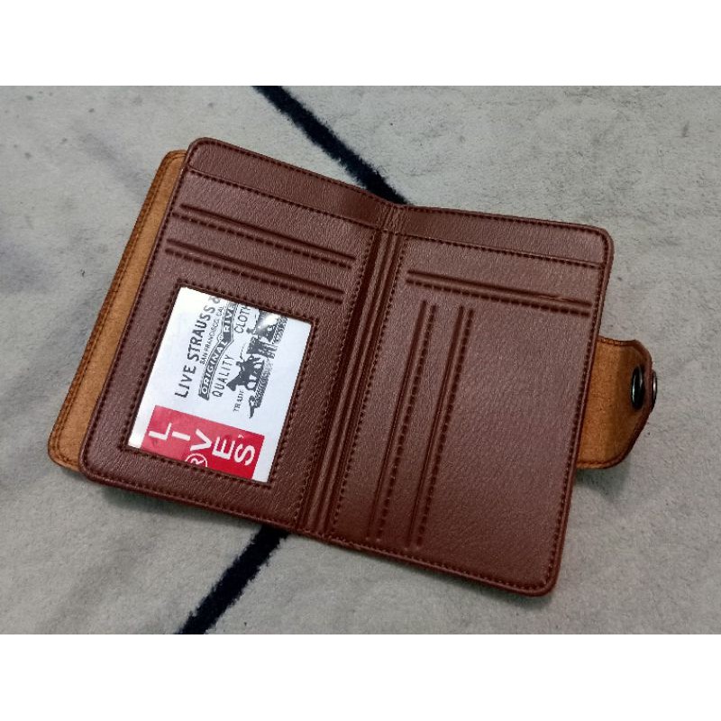 Dompet Pria Dompet Kulit Dompet Lipat 3/4 Model Kancing Dompet Murah Dompet Kulit Import