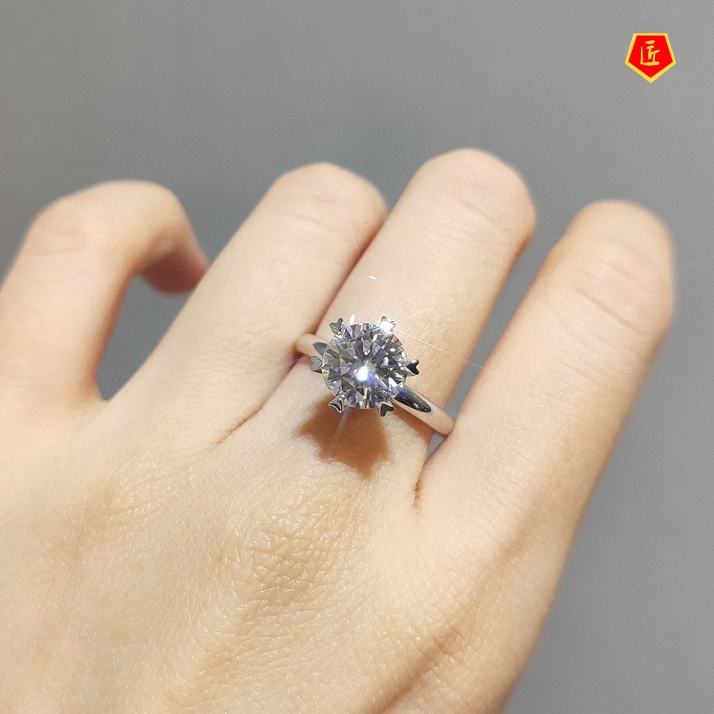 [Ready Stock]Classic Elegant Pt950 Shining Moissanite Open Ring