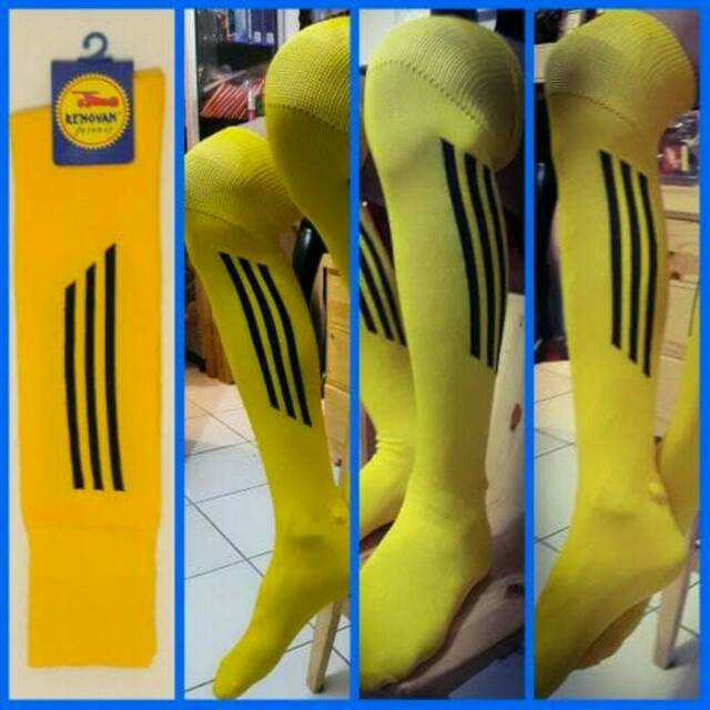 Kaos Kaki Futsal Dewasa Kuning Strip Hitam