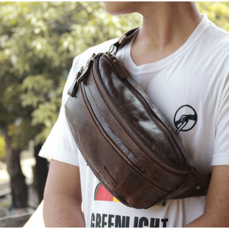 waistbag custom/kulit asli/pusiill x0165/tas bahu/tas pinggang/