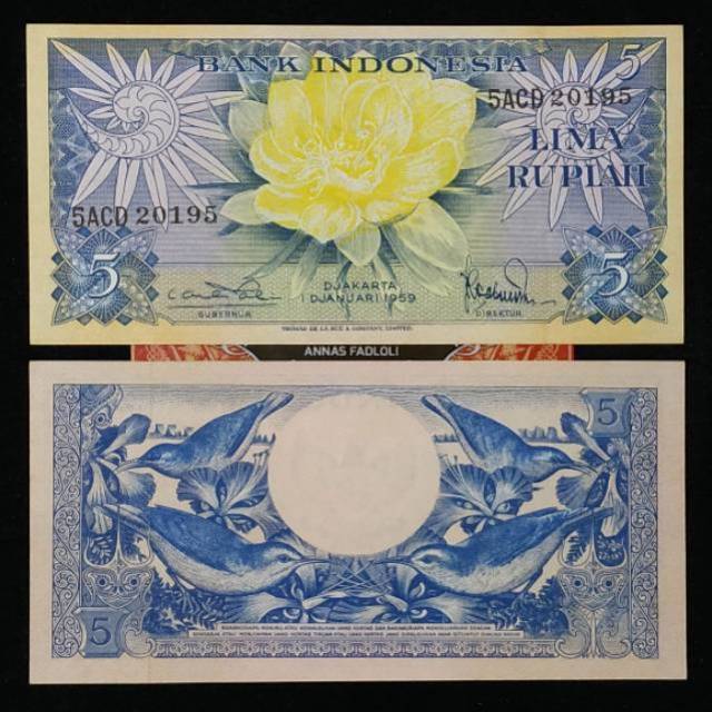 (GRESS) Uang kuno 5 rupiah seri bunga bahan mahar nikah 20 rupiah 2020 rupiah