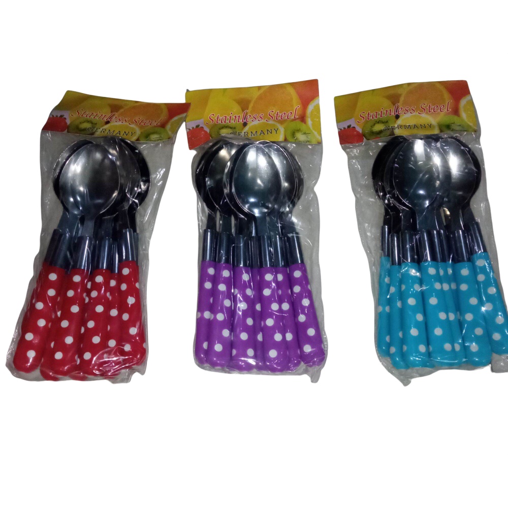 [DEASTORE] SENDOK MAKAN POLKADOT LUSINAN - 12 PCS - SET ALAT MAKAN CANTIK - SET SENDOK GARPU POLKA
