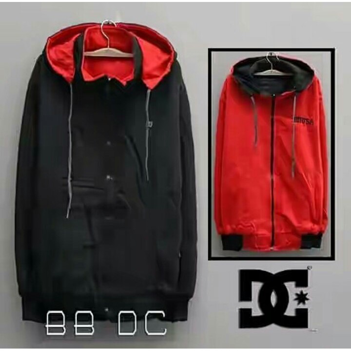 Jaket BB dc hitam merah / jaket bolak balik pria