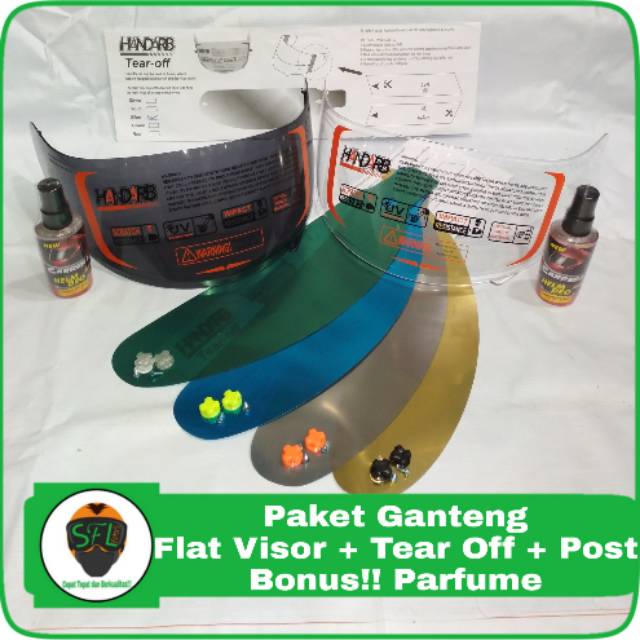 paket flat visor dark / bening + tear off + tear off post parfum ready KYT RC7 R10 K2R V2R MDS