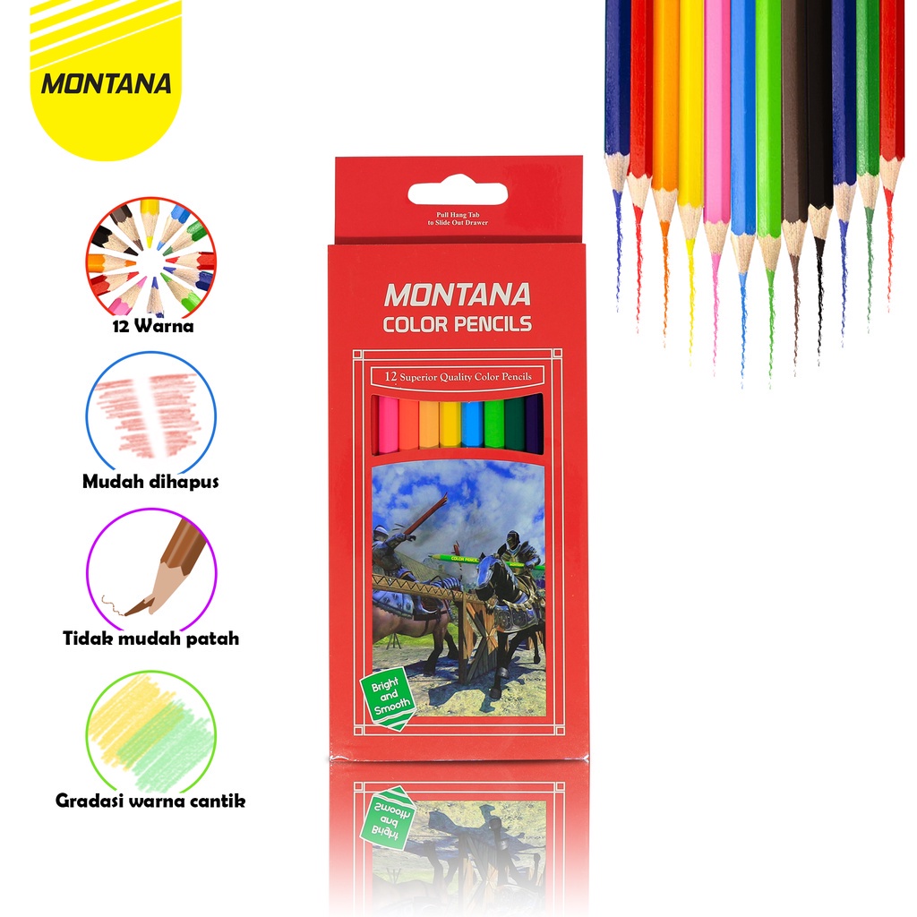 12pcs Pensil Warna / Colour Pencil Montana Panjang