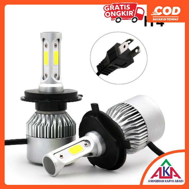 TaffLED Lampu Mobil LED COB Headlight 8000LM H4/9003 S2 Chip 2 PCS
