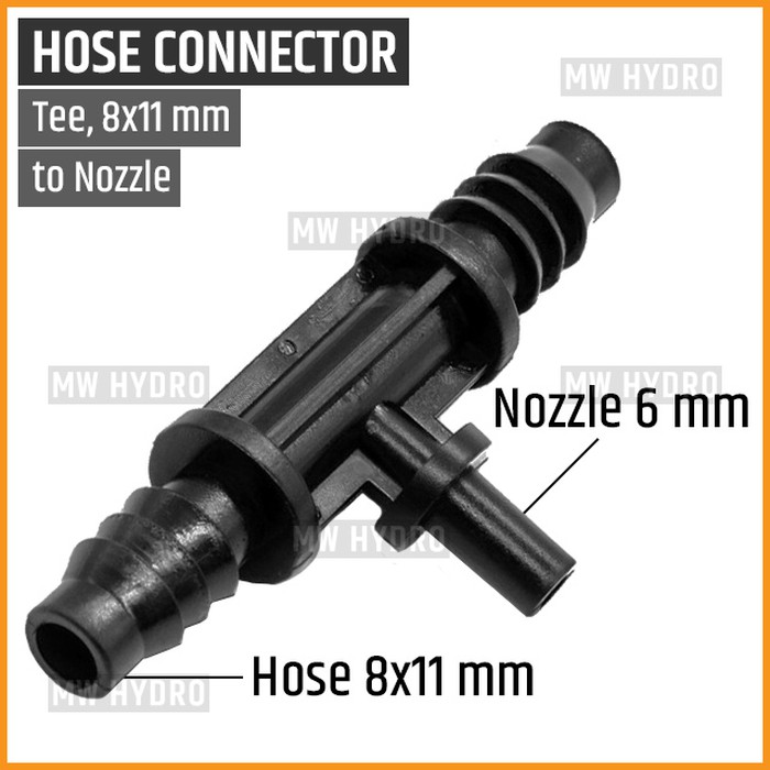 10 pcs Connector Tee / Konektor T, 8x11 mm to Fogger / Sprayer / Nozzle 6 mm