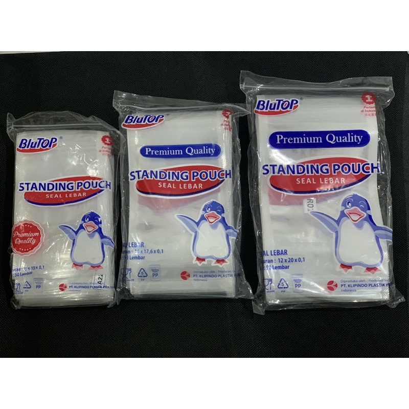 HCS - STANDING POUCH STP DOUBLE SEAL / KEMASAN PLASTIK BERDIRI KLIP TEBAL  ISI 50 SEAL LEBAR PCS BY KLIPINDO