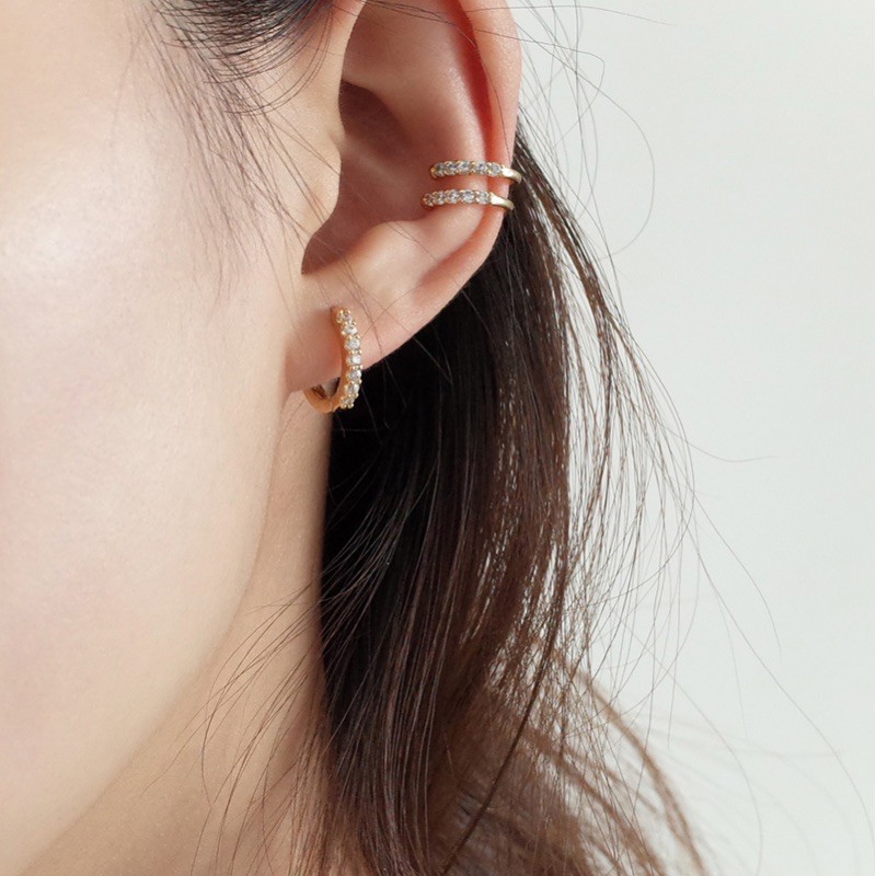 Ark.co - Emeraude Earcuff anting kristal permata klip cepit