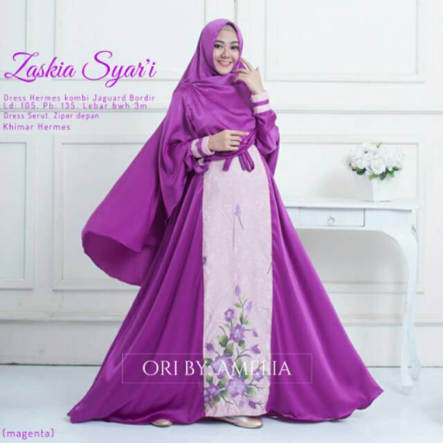 zaskia syar'i satu set gamis dan khimar (ori by amelia)