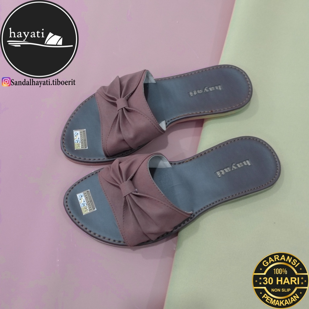 Sandal flat wanita hayati anti slip sendal hayati original sandal tasik