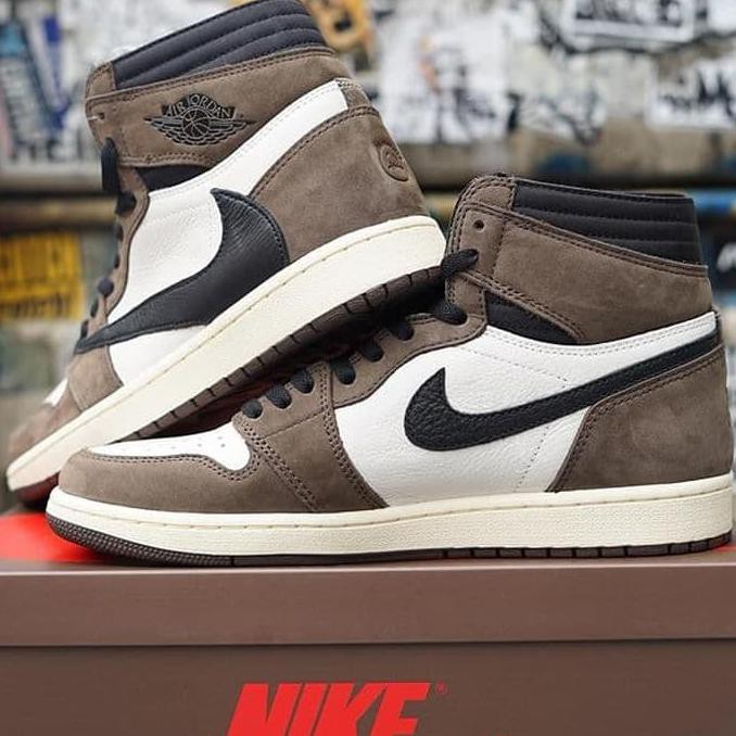⭐⭐ NEW PRODUK SEPATU BASKET PRIA ORIGINAL⭐⭐ TRAVIS SCOTT X AIR JORDAN 1 HIGH OG PK GOD- DARK