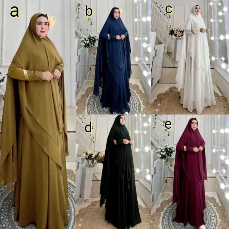 DIJAH  kode #605 SYARI HAJI UMROH POLOS HITAM PUTIH READY Siapkirim