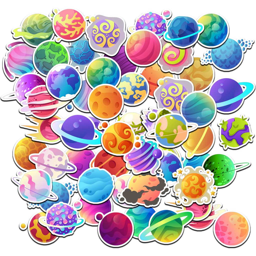 

57 PCS STIKER PLANET KAWAII LUCU COLORFULL LAPTOP HP SEPEDA TUMBLER MUG JURNAL DIARY SCRAPBOOK MEMO