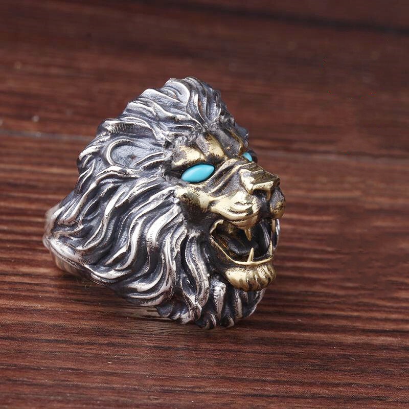 Lkyou Cincin Desain Kepala Singa Gaya Gothic Klasik Untuk Pria