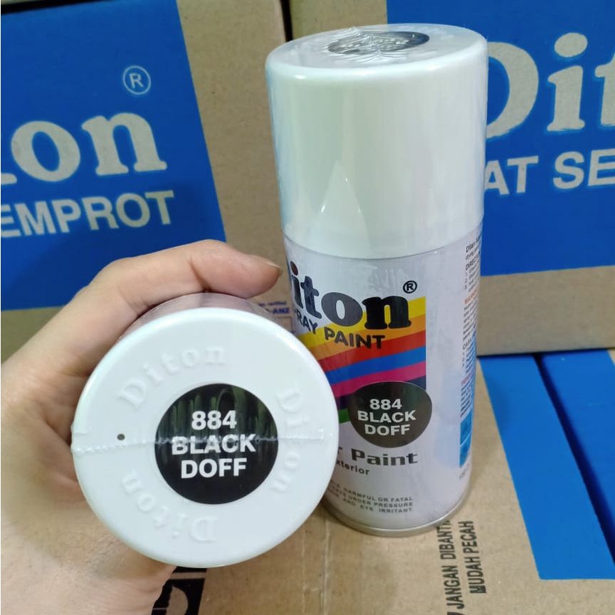 Pilox Cat Semprot DITON Spray Paint Acrylic Lacquer Paint - 884 Black Doff / HItam Dop / Hitam Tidak Mengkilap (150cc/Kecil)