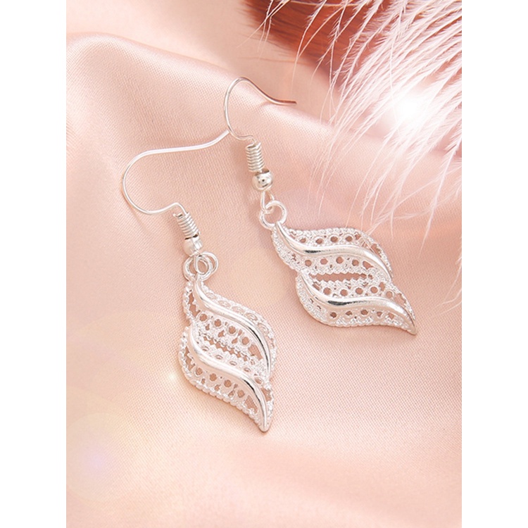 Anting Tusuk Sterling Silver 925 Wanita Bentuk Geometri Hollow Untuk Pesta Tunangan / Nikah