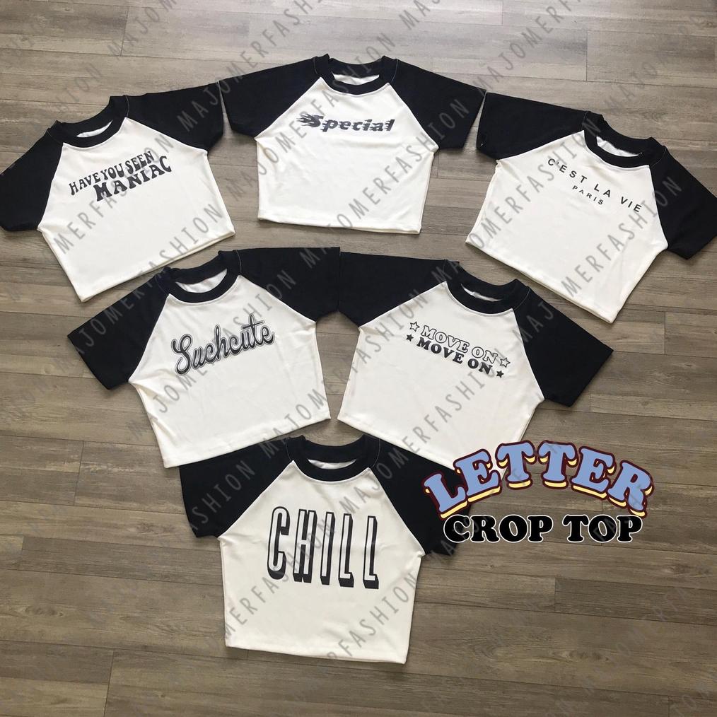 Majomer | Letter Crop Top - Kaos Wanita Tulisan